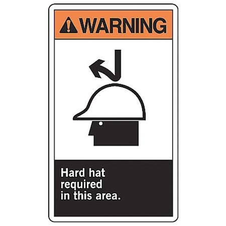 Hard Hat Label, 5 in Height, 3 1/2 in Width, Vinyl, Vertical Rectangle, English MPN:LPPE302VSP