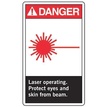 Safety Label, 5 in H, 3 1/2 in W, Vinyl, Vertical Rectangle, LRAD001VSP, PK5 MPN:LRAD001VSP