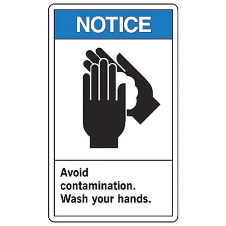 Notice Label, Wash Your Hands, 5x3-1/2, Adhesive Vinyl, 5/PK MPN:LRST800VSP