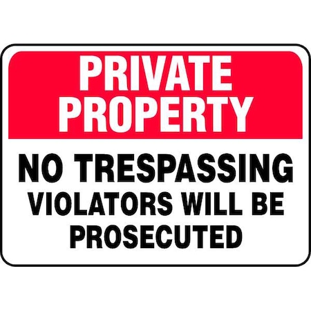 Private Property Sign, 7 in Height, 10 in Width, Aluminum, Rectangle, English MPN:MATR960VA