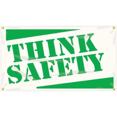 Banner, Think Safety, 28 in H x, 48 in W, Poly Sheeting MPN:MBR412