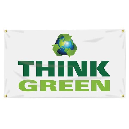 Banner, Think Green (Earth picto), 28 in H x, 48 in W, Poly Sheeting MPN:MBR461