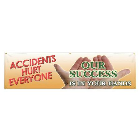 Banner, Accidents Hurt Everyone. Our Success Is In Your Hands, 28 in H x, 96 in W, Poly Sheeting MPN:MBR704