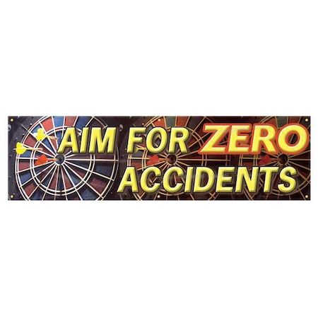 Banner, Aim For Zero Accidents, 28 in H x, 96 in W, Poly Sheeting MPN:MBR817