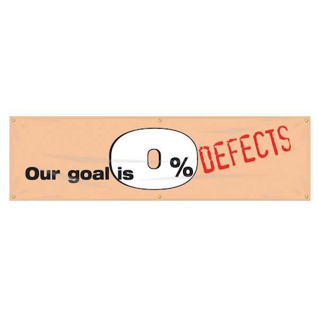 Banner, Our Goal Is 0% Defects, 28 in H x, 96 in W, Poly Sheeting MPN:MBR926