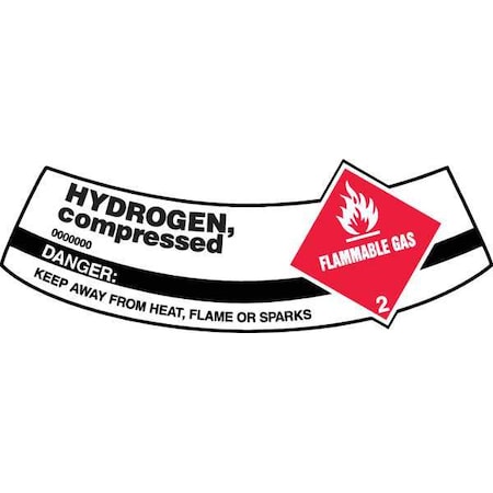 Cylinder Label, Vinyl, 5-1/4x2 In, Hydrogen MPN:MCSLHYR