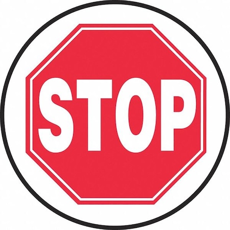 Slip-Gard Round Floor Sign, 17 in H, 17 in W, Vinyl, Circle, English, MFS2217 MPN:MFS2217