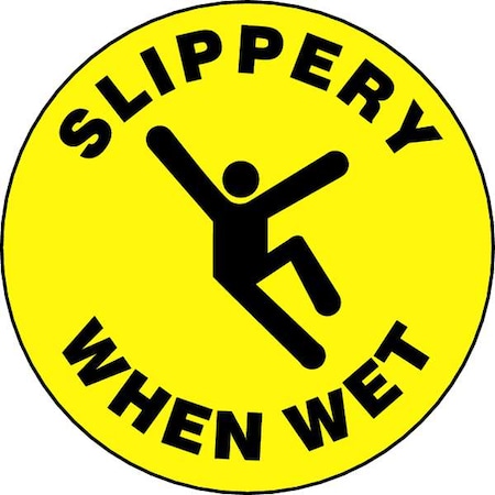 Slip-Gard Round Floor Sign, 17 in H, 17 in W, Vinyl, Circle, English, MFS723 MPN:MFS723