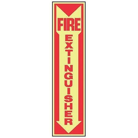 Fire Extinguisher Sign, 18 in Height, 4 in Width, Plastic, Rectangle, English MPN:MFXG551GP