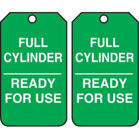Cylinder Tag, Status Alert, Plastic, 5 3/4 in H x 3 1/4 in W, Green, Rectangle, 25 PK MPN:MGT203PTP