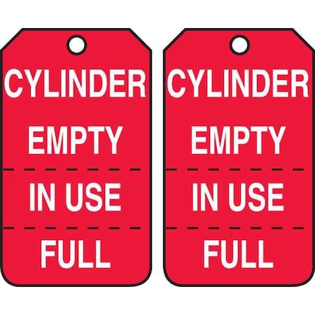 Cylinder Tag, Status Alert, Plastic, 5 3/4 in H x 3 1/4 in W, Red, Rectangle, 25 PK MPN:MGT206PTP