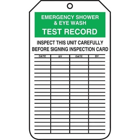 Inspection Tag, Emerg Shower, 5-3/4x3-1/4 in, Cardstock, 25/PK MPN:MGT207CTP