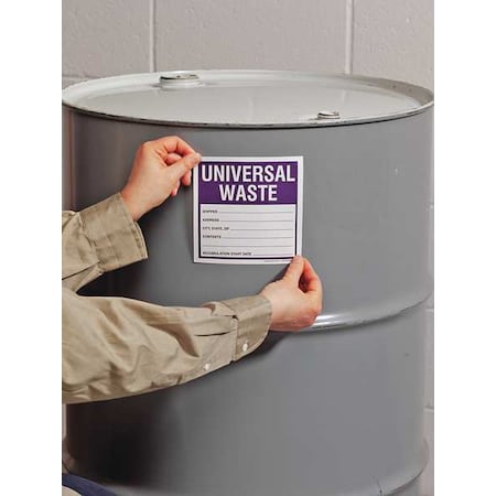 Haz Waste Label, Universal Waste, 6x6 in, Paper, 250/RL, PK250 MPN:MHZW16PSL
