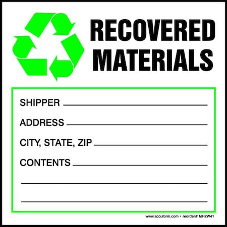DOT Handling Label, White, Paper, PK100 MPN:MHZW43PSC