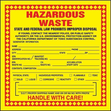DOT Handling Label, Paper, 6