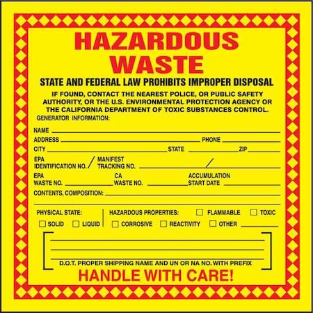 DOT Handling Label, Paper, 6