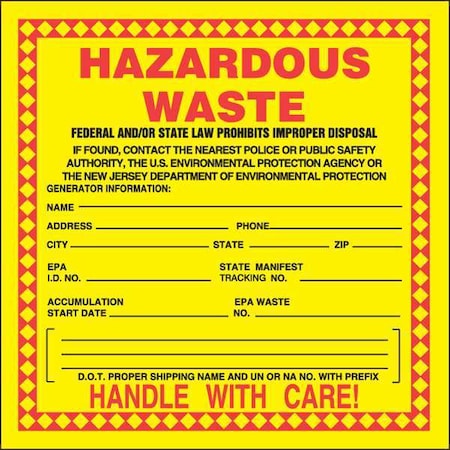 DOT Handling Label, Vinyl, 6