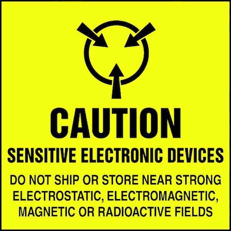 LBL, CAU SENSITIVE ELEC DEV, 4X4, 500/RL, PK500 MPN:MPC341