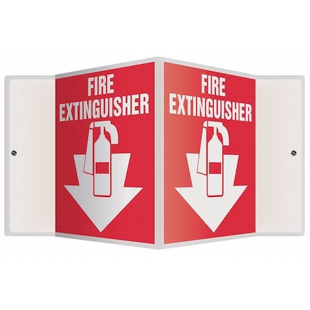 Fire Extinguisher Sign, 6 in Height, 8 1/2 in Width, Plastic, V-Shaped, English MPN:PSP113