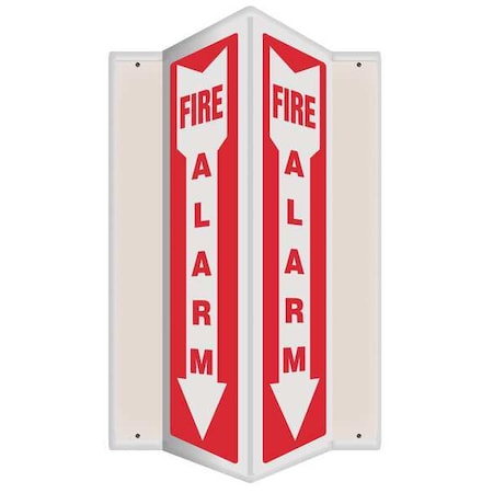Fire Alarm Sign, 18 in Height, 7 1/2 in Width, Plastic, V-Shaped, English MPN:PSP328