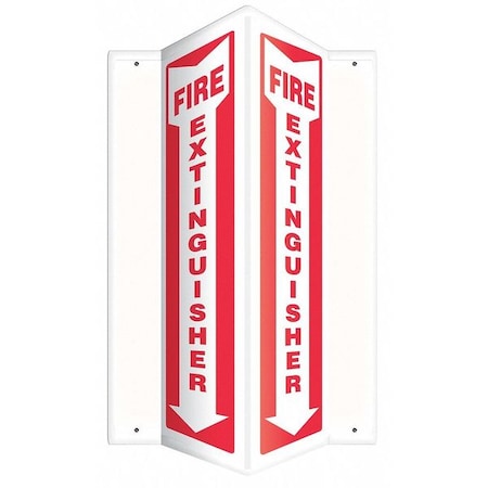 Fire Extinguisher Sign, 12 in Height, 7 1/2 in Width, Plastic, V-Shaped, English MPN:PSP330