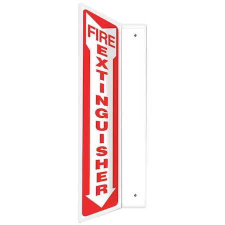 Fire Extinguisher Sign, 18 in Height, 4 in Width, Plastic, L-Shaped, English MPN:PSP426