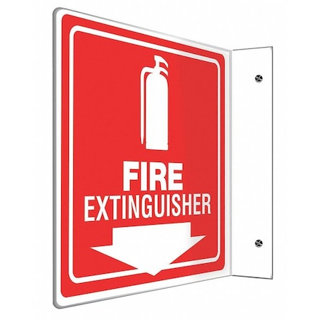 Fire Extinguisher Sign, 8 in Height, 8 in Width, Plastic, L-Shaped, English MPN:PSP729