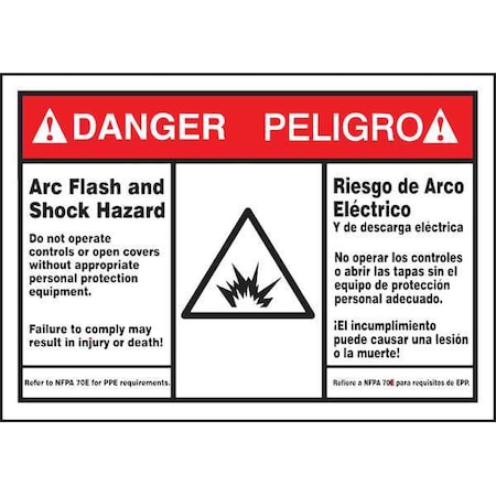 Label, 3-1/2x5, Danger Arc Flash and Shock, SBLSPS140 MPN:SBLSPS140