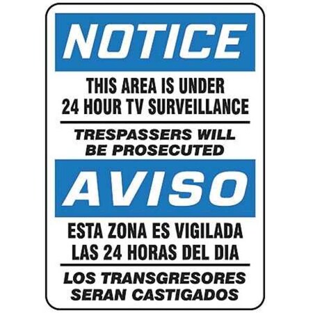 Spanish-Bilingual Notice Sign, 14 in H, 10 in W, Aluminum, Rectangle, English, Spanish, SBMASE812VA MPN:SBMASE812VA