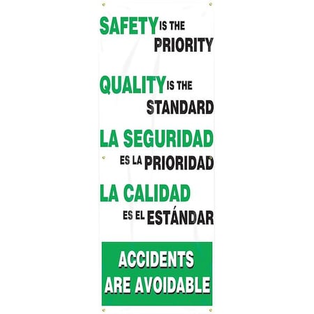 Safety Banner, Pride in Safety Pride in Your Work, 74 in H x, 28 in W, Poly Sheeting MPN:SBMBR633