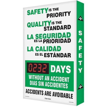 Electronic Safety Scoreboard, 28 in H x, 20 in W, Aluminum MPN:SBSCK117