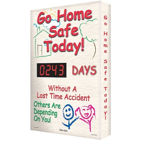 Electronic Safety Scoreboard, 28 in H x, 20 in W, Aluminum MPN:SCK106