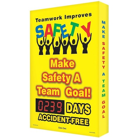 Electronic Safety Scoreboard, 28 in H x, 20 in W, Aluminum MPN:SCK107