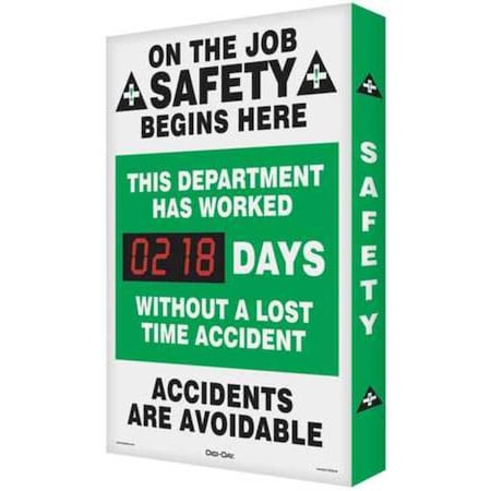 Electronic Safety Scoreboard, 28 in H x, 20 in W, Aluminum MPN:SCK110