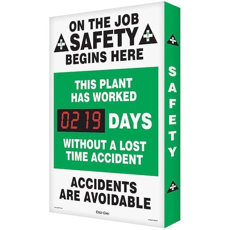 Electronic Safety Scoreboard, 28 in H x, 20 in W, Aluminum MPN:SCK113