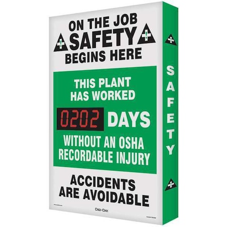 Electronic Safety Scoreboard, 28 in H x, 20 in W, Aluminum MPN:SCK114