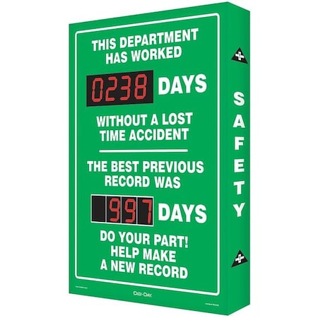 Electronic Safety Scoreboard, 28 in H x, 20 in W, Aluminum MPN:SCK118