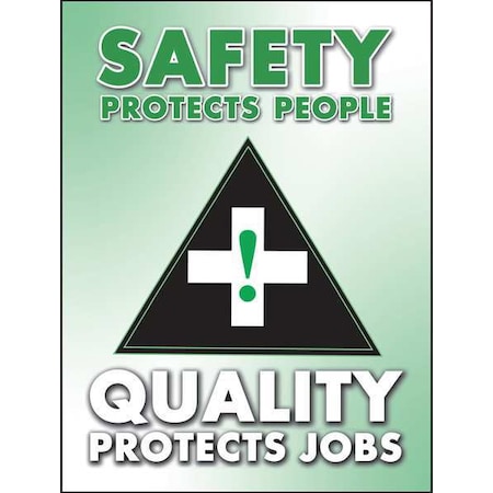 Poster, Safety Protects People Quality Prtects Jobs, 22 in H x, 17 in W, Plastic MPN:SP124509L