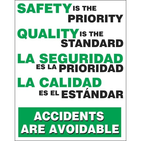 Safety Scoreboard, 22 in H x, 17 in W, Plastic MPN:SP124517L