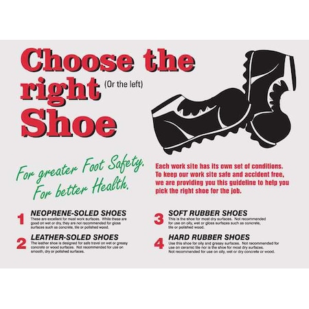 Poster, Choose The Right (Or The Left) Shoe For Greater Foot Safety, For Better Health, 22 in H x MPN:SP125158L