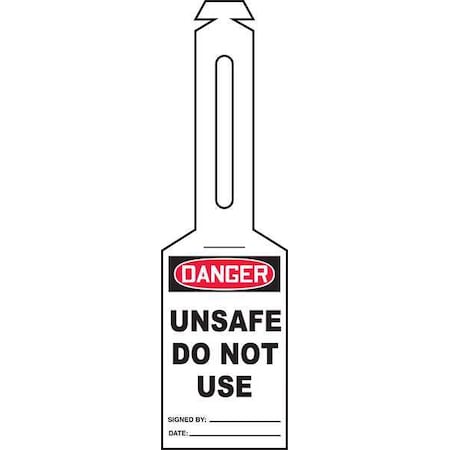 Loop n Strap Danger Tag, General Safety, Plastic, 5 1/4 in H x 3 1/4 in W, White, Rectangle, 25 PK MPN:TAL310