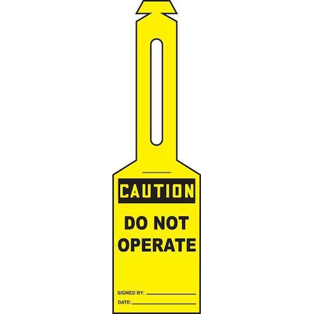 Loop n Strap Caution Tag, General Safety, Plastic, 5 1/4 in H x 3 1/4 in W, Yellow, Rectangle MPN:TAL312