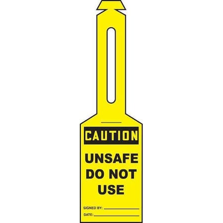 Loop n Strap Caution Tag, General Safety, Plastic, 5 1/4 in H x 3 1/4 in W, Yellow, Rectangle MPN:TAL314