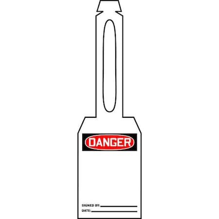 Danger Tag, General Safety, Plastic, 5 1/4 in H x 3 1/4 in W, White, Rectangle, 25 PK MPN:TAL321
