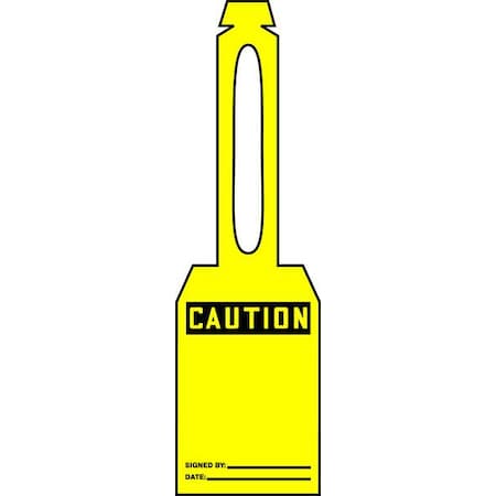 Caution Tag, General Safety, Plastic, 5 1/4 in H x 3 1/4 in W, Yellow, Rectangle, 25 PK MPN:TAL325