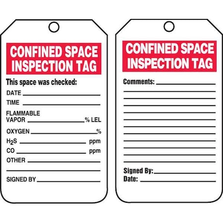 Tag, Forklift, Plastic, 5 3/4 in H x 3 1/4 in W, White, Rectangle, 25 PK MPN:TCS321PTP