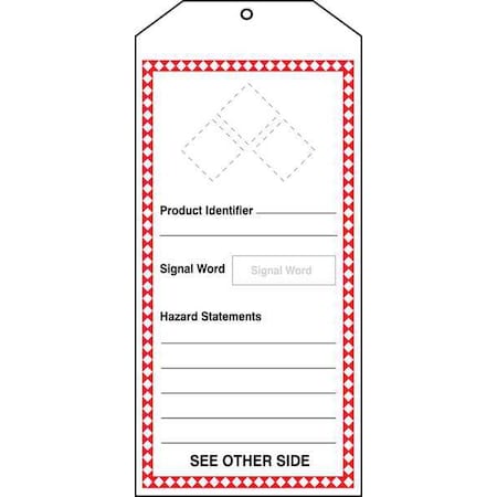 Tag, Chemical, Gas, or Hazardous Materials, Gas or Hazardous Materials, Cardstock, 8 1/2 in H x MPN:THS401CTM