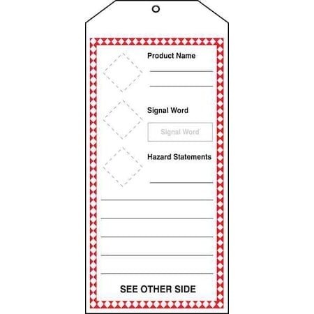 Tag, Chemical, Gas, or Hazardous Materials, Gas or Hazardous Materials, Cardstock, 8 1/2 in H x MPN:THS405CTM