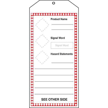 Tag, Chemical, Gas, or Hazardous Materials, Gas or Hazardous Materials, Plastic, 8 1/2 in H x 5 PK MPN:THS405PTM