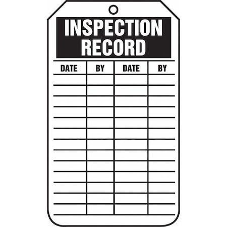 Inspection Tag, Inspect Record, 5-3/4x3-1/4 in, Cardstock, 25/PK MPN:TRS307CTP